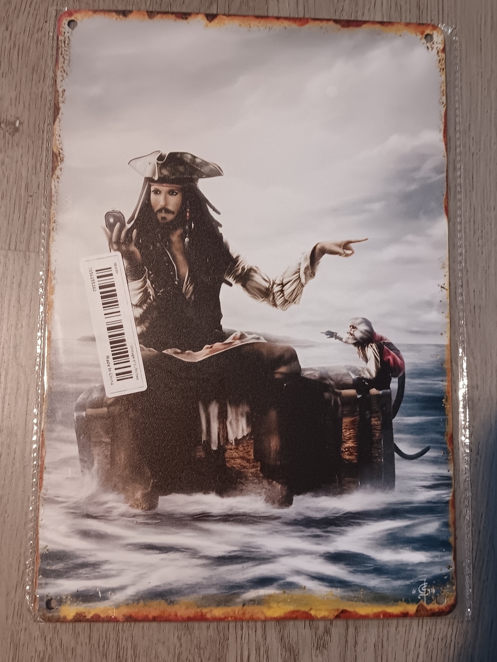 Pirate Of Caribean Jack Sparrow Scene Metal Wall Art - Sea Blue and Brown